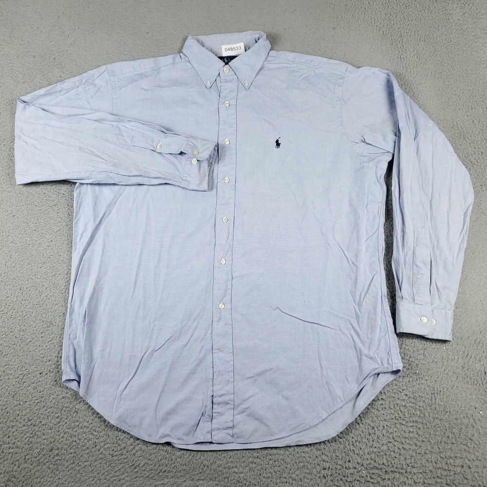 Ralph Lauren Shirt Mens 16.5 Blue Pony Dress Button Up Long Sleeve *